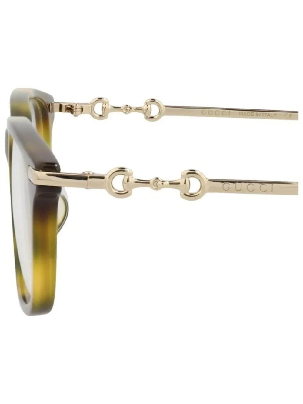 New Gucci Womens Square/Rectangle Havana Gold Transparent Fashion Designer Eyegl